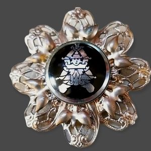 Vintage Tibetan Silver Filigree Brooch Pin